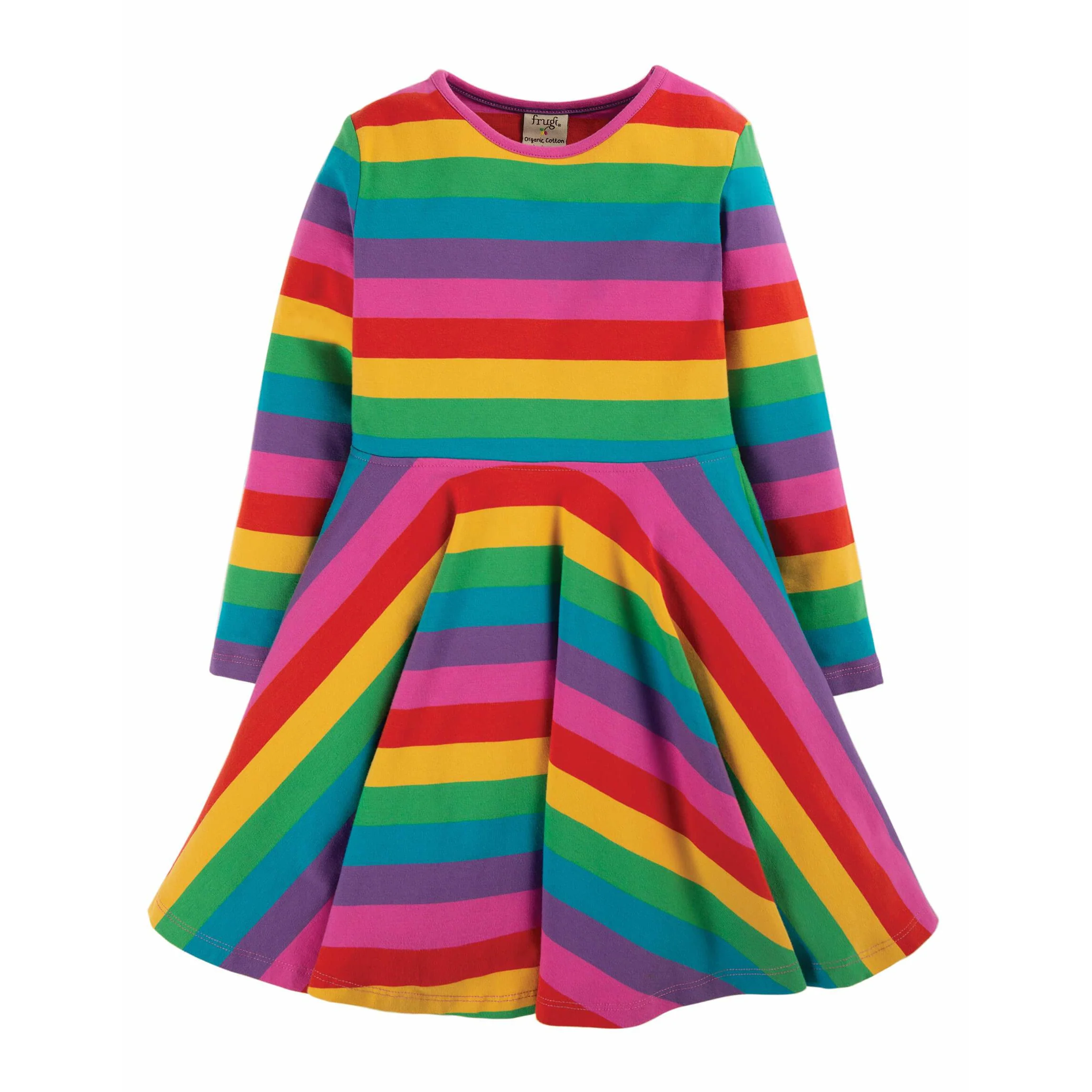 Rochie Frugi Sofia Skater Foxglove Rainbow Stripe - imagine 1