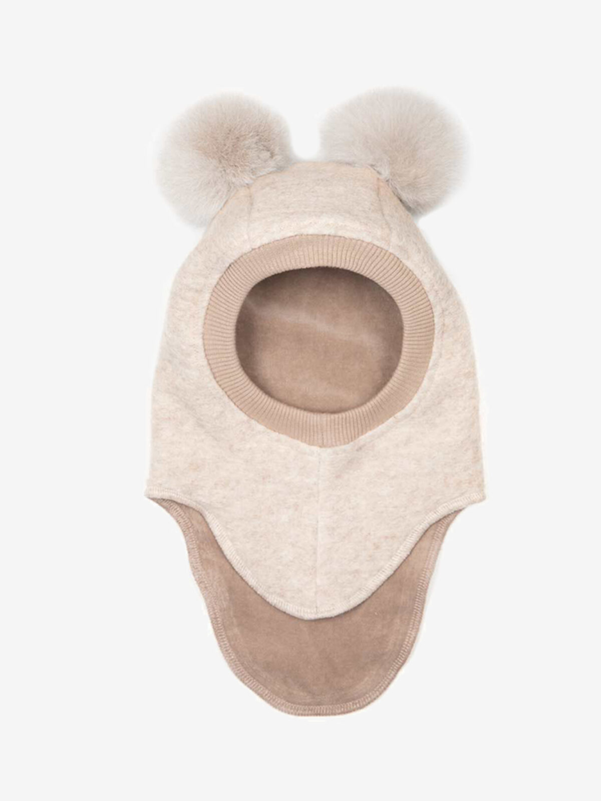 Cagulă Huttelihut, cu pompoane din alpaca - Sand melange - imagine 1