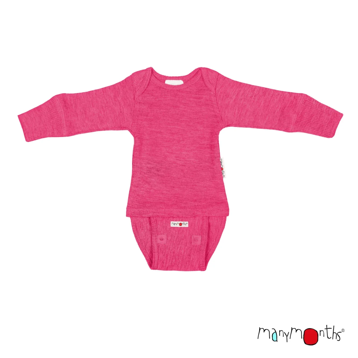 Body/Bluza (2 in 1) Manymonths lana merinos - Pop Pink - imagine 1