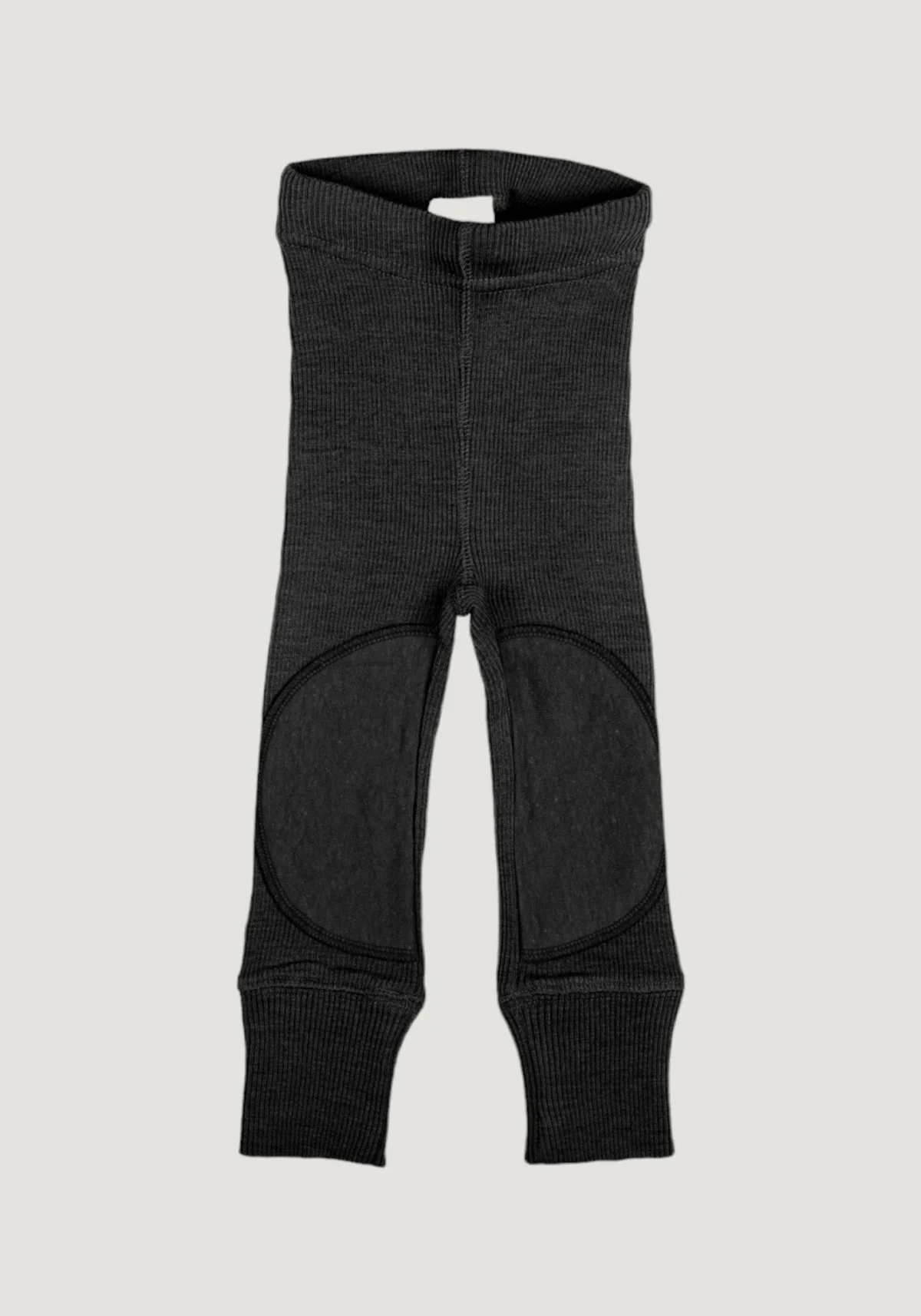 Colanti din lana merinos cu protectii genunchi - Foggy Black - imagine 1