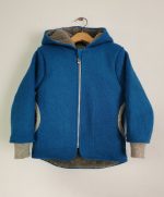 Jachetă din lână fiartă Turquoise, dublată cu plush de merinos