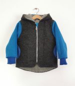 Jachetă din lână fiartă Turquoise & Anthracit, dublată cu plush de merinos