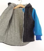 Jachetă din lână fiartă Turquoise & Anthracit, dublată cu plush de merinos - imagine 2