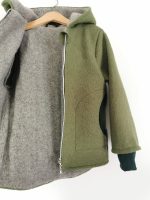 Jachetă din lână fiartă Moss Green, dublată cu plush de merinos - imagine 2