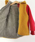 Jachetă din lână fiartă Curry & Red, dublată cu plush de merinos - imagine 2