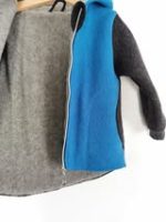 Jachetă din lână fiartă Anthracit & Turquoise, dublată cu plush de merinos - imagine 3