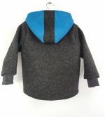 Jachetă din lână fiartă Anthracit & Turquoise, dublată cu plush de merinos - imagine 2