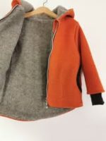 Jachetă din lână fiartă Terracotta, dublată cu plush de merinos - imagine 3
